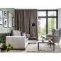 Canapé d'angle convertible en tissu luxe gris foncé et simili cuir blanc, 5 places, avec coffre, angle droit (vu de face), NESTO