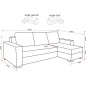 Canapé d'angle convertible en tissu luxe gris foncé et simili cuir blanc, 5 places, avec coffre, angle droit (vu de face), NESTO