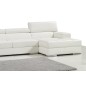 Canapé d'angle en cuir italien 5 places PERLE, blanc, angle droit