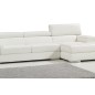 Canapé d'angle en cuir italien 5 places PERLE, blanc, angle droit