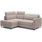 Canapé d'angle convertible en velours beige luxe 3 places BARTOLI, angle gauche (vu de face) Canapé d'angle convertible en velours beige luxe 3 places BARTOLI, angle gauche (vu de face)