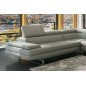 Canapé d'angle en cuir italien 6 places BIRKIN, gris clair, angle droit