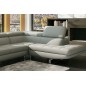Canapé d'angle en cuir italien 6 places BIRKIN, gris clair, angle droit