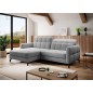 Canapé d'angle convertible en velours gris luxe 3-4 places LORO, angle gauche (vu de face)