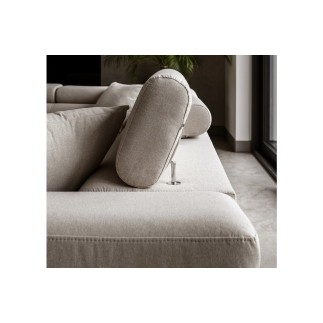 - Canapé d'angle convertible en tissu luxe 5 places, ANNECY, couleur beige clair, angle gauche