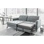 Canapé d'angle convertible en velours gris luxe 3-4 places LORO, angle gauche (vu de face)