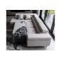 Canapé d'angle convertible en tissu luxe 5 places, ANNECY, couleur gris clair, angle gauche Canapé d'angle convertible en tissu luxe 5 places, ANNECY, couleur gris clair, angle gauche