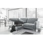 Canapé d'angle convertible en velours gris luxe 3-4 places LORO, angle gauche (vu de face)