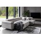 Canapé d'angle convertible en tissu luxe 5 places, ANNECY, couleur gris clair, angle droit Canapé d'angle convertible en tissu luxe 5 places, ANNECY, couleur gris clair, angle droit