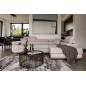 Canapé d'angle convertible en tissu luxe 5 places, ANNECY, couleur beige clair, angle droit