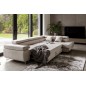 Canapé d'angle convertible en tissu luxe 5 places, ANNECY, couleur beige clair, angle droit