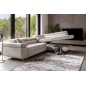 Canapé d'angle convertible en tissu luxe 5 places, ANNECY, couleur beige clair, angle droit