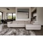 Canapé d'angle convertible en tissu luxe 5 places, ANNECY, couleur beige clair, angle droit