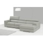 Canapé d'angle en cuir italien 5 places PERLE, gris clair, angle droit