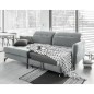 Canapé d'angle convertible en velours gris luxe 3-4 places LORO, angle gauche (vu de face)
