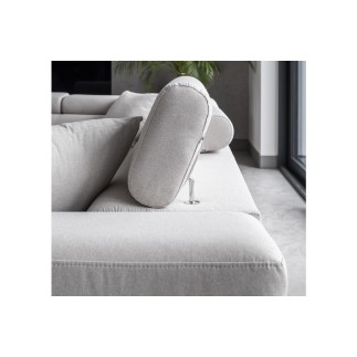 Canapé d'angle convertible en tissu luxe 5 places, ANNECY, couleur ivoire, angle gauche