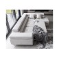 Canapé d'angle convertible en tissu luxe 5 places, ANNECY, couleur ivoire, angle droit (vu de face)
