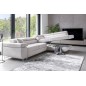 Canapé d'angle convertible en tissu luxe 5 places, ANNECY, couleur ivoire, angle droit (vu de face)