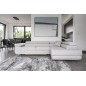 Canapé d'angle convertible en tissu luxe 5 places, ANNECY, couleur ivoire, angle droit (vu de face)