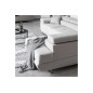 Canapé d'angle convertible en tissu luxe 5 places, ANNECY, couleur ivoire, angle droit (vu de face)