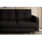 Canapé d'angle convertible en tissu luxe, rangement - noir, angle gauche (vu de face), ROXANE, 4 places