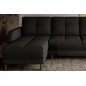 Canapé d'angle convertible en tissu luxe, rangement - noir, angle gauche (vu de face), ROXANE, 4 places