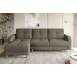 - Canapé d'angle convertible en tissu luxe, rangement - beige, angle gauche (vu de face), ROXANE, 4 places