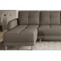 - Canapé d'angle convertible en tissu luxe, rangement - beige, angle gauche (vu de face), ROXANE, 4 places