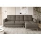 Canapé d'angle convertible en tissu luxe, rangement - beige, angle droit (vu de face), ROXANE, 4 places