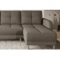 Canapé d'angle convertible en tissu luxe, rangement - beige, angle droit (vu de face), ROXANE, 4 places