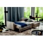 Canapé d'angle convertible en tissu luxe, rangement - beige, angle droit (vu de face), ROXANE, 4 places