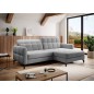 Canapé d'angle convertible en velours gris luxe 3-4 places LORO, angle droit (vu de face)