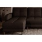 Canapé d'angle convertible en tissu luxe, rangement - chocolat, angle gauche (vu de face), ROXANE, 4 places