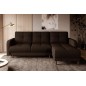 Canapé d'angle convertible en tissu luxe, rangement - chocolat, angle droit (vu de face), ROXANE, 4 places