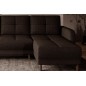 Canapé d'angle convertible en tissu luxe, rangement - chocolat, angle droit (vu de face), ROXANE, 4 places