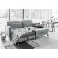 Canapé d'angle convertible en velours gris luxe 3-4 places LORO, angle droit (vu de face)