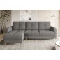 Canapé d'angle convertible en tissu luxe, rangement - gris, angle gauche (vu de face), ROXANE, 4 places