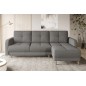 Canapé d'angle convertible en tissu luxe, rangement - gris, angle droit (vu de face), ROXANE, 4 places
