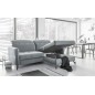 Canapé d'angle convertible en velours gris luxe 3-4 places LORO, angle droit (vu de face)