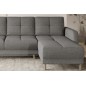 Canapé d'angle convertible en tissu luxe, rangement - gris, angle droit (vu de face), ROXANE, 4 places