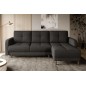 Canapé d'angle convertible en tissu luxe, rangement - gris foncé, angle droit (vu de face), ROXANE, 4 places