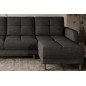 Canapé d'angle convertible en tissu luxe, rangement - gris foncé, angle droit (vu de face), ROXANE, 4 places