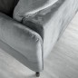 Canapé d'angle convertible en velours gris luxe 3-4 places LORO, angle droit (vu de face)