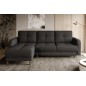 Canapé d'angle convertible en tissu luxe, rangement - gris foncé, angle gauche (vu de face), ROXANE, 4 places