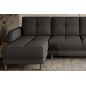 Canapé d'angle convertible en tissu luxe, rangement - gris foncé, angle gauche (vu de face), ROXANE, 4 places