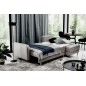 Canapé d'angle convertible en tissu luxe, rangement - gris foncé, angle gauche (vu de face), ROXANE, 4 places
