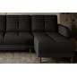 Canapé d'angle convertible en tissu luxe, rangement - noir, angle droit (vu de face), ROXANE, 4 places