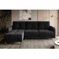 Canapé d'angle convertible en tissu velours luxe, rangement - noir, angle gauche (vu de face), ROXANE VELOURS, 4 places