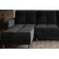 Canapé d'angle convertible en tissu velours luxe, rangement - noir, angle gauche (vu de face), ROXANE VELOURS, 4 places