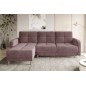 - Canapé d'angle convertible en tissu velours luxe, rangement - rose pale, angle gauche (vu de face), ROXANE VELOURS, 4 places